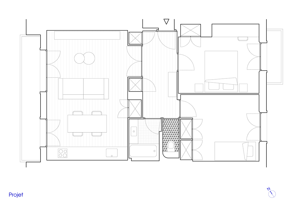 Plan du projet | Architecte d'Intérieur Annecy | © Antoine Chatiliez Plan de l'appartement après rénovation.