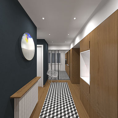 Vue 3D du hall d'entrée