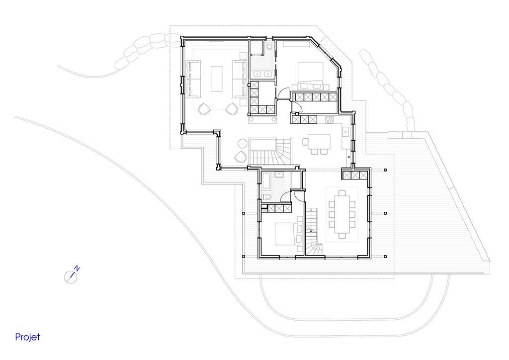 Dessin du projet d'extension du chalet.