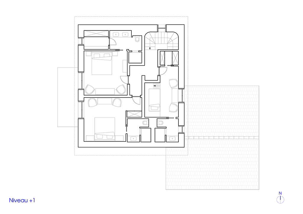 Plan de l'étage du chalet à Courchevel après transformation
